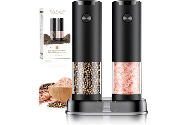 Electric Salt and Pepper Grinder Set Automatic Battery Pepper Mill Shakers Adjustable Coarseness Upgraded Larger Capacity with Led Home and Kitchen Appliances Birthday Gifts for Women Men