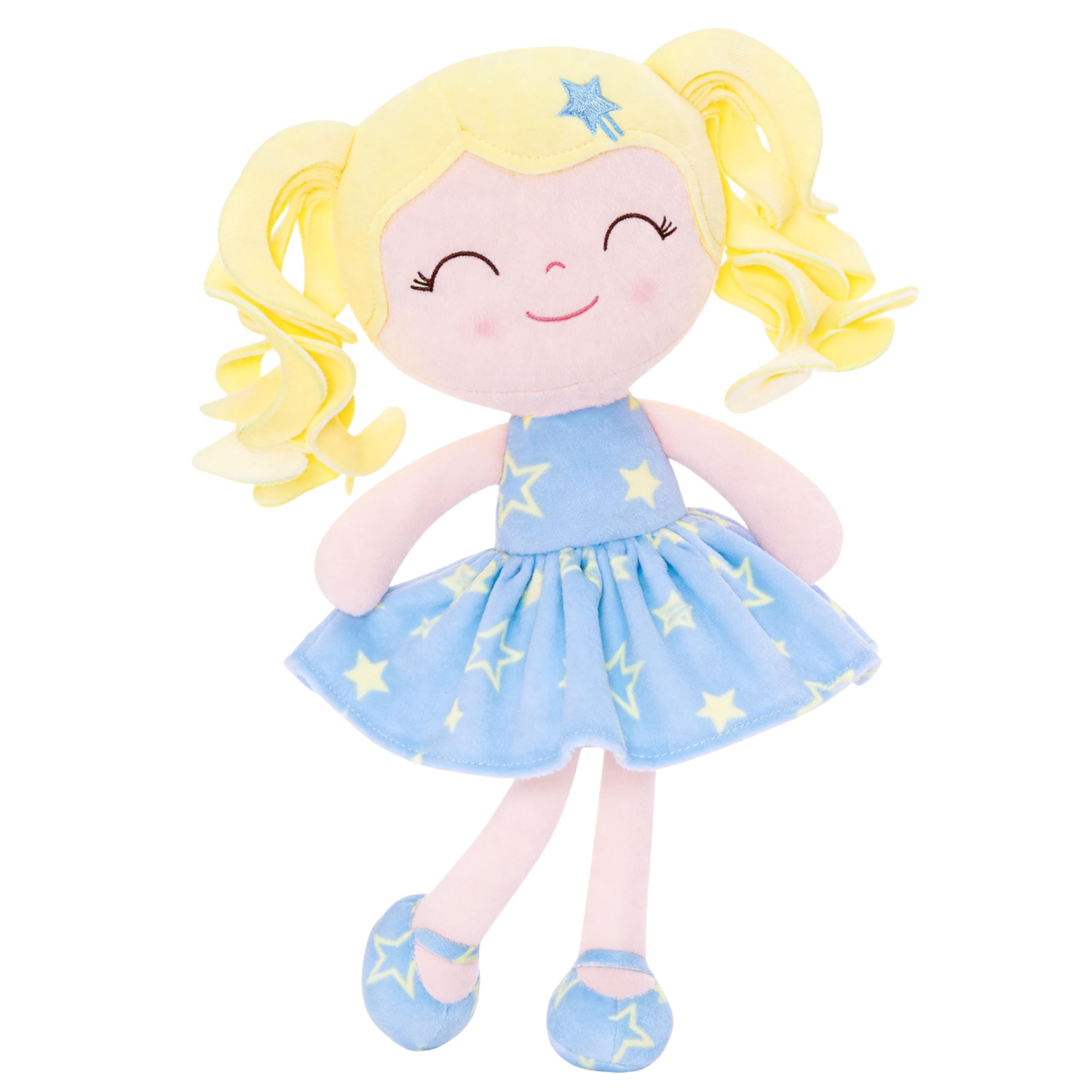 Gloveleya Baby Dolls Soft Snuggly First Baby Girl Gifts Soft Doll for Girls with Star Printed Blue Dress Galaxy Series