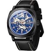 SAPPHERO Mens Watches Leather Skeleton Automatic Watches for Men | Leather Strap,Designed for Daily Commute &amp; Business Meeting,50M Waterproof,Original quality movement