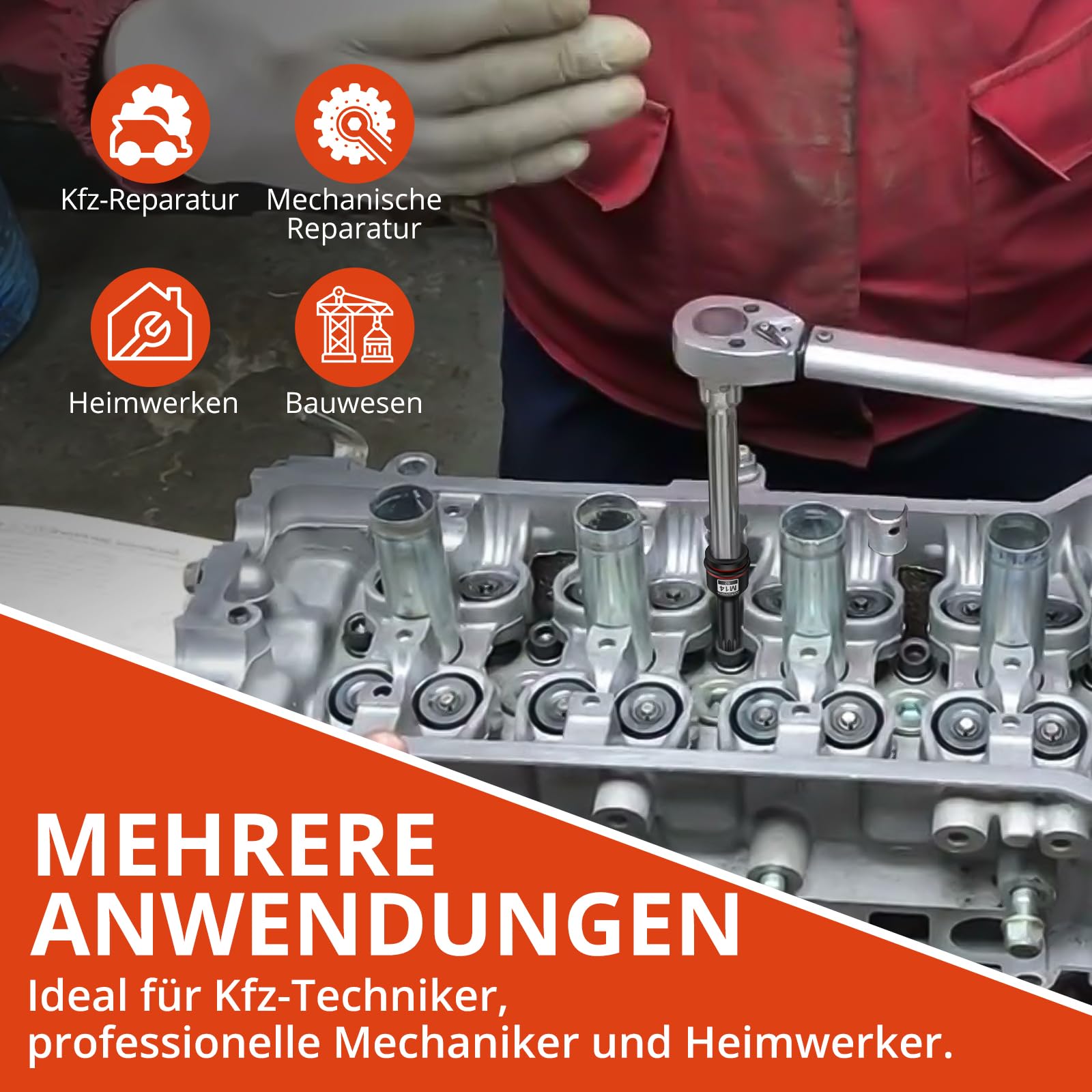 GETLITOOL 1/2" Kraft Vielzahn Bit Steckschlüssel Satz, 10tlg S2-Stahl Kraft XZN Bit Einsatz Satz M5-M18, Länge 78 mm Vielzahn Kraft Schlagschrauber Nüsse Satz Innenvielzahn für XZN 7