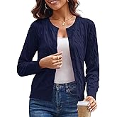 GRACE KARIN Womens Long Sleeve Button Up Cable Knit Cardigan Lightweight 2026 Crewneck Button Down Sweaters for Women