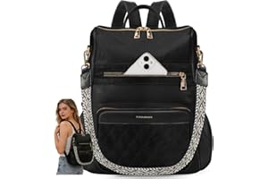 RAINSMORE Backpack Purse for Women, Small Leather Back Pack Purse, Quilted Ladies Backpack with Convertible Strap for Travel