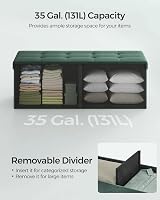 SONGMICS MAZIE Collection Storage Ottoman Bench 110 cm Foldable Green view 4