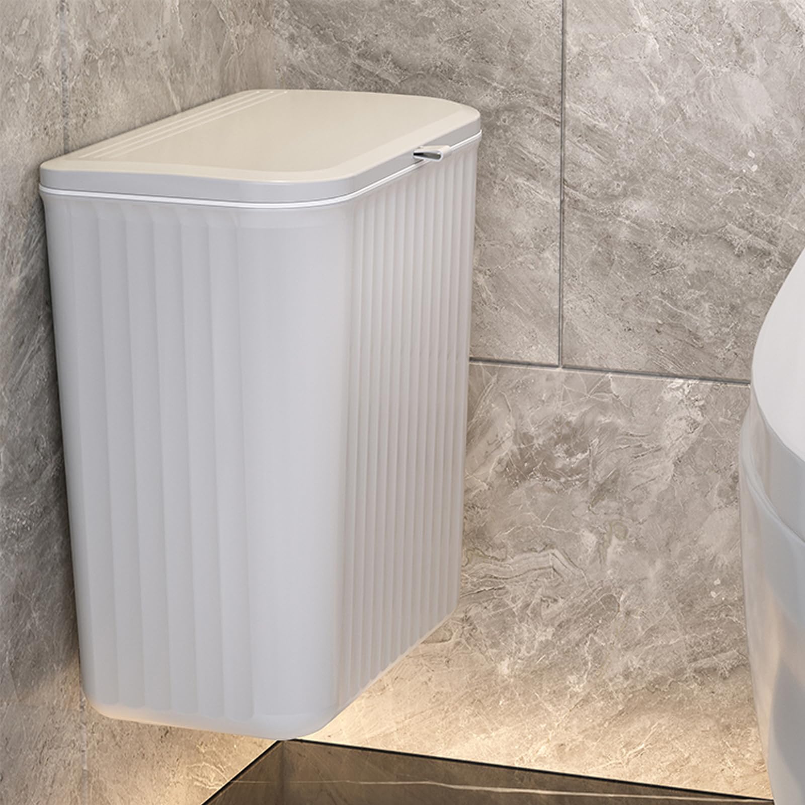 Photo 1 of Ryhiac 2.4 Gallon Kitchen Compost Bin for Counter Top or Under Sink, Hanging Small Kitchen Trash Can with Lid, Wall Mounted Waste Basket Bin Garbage Can for Bathroom (Grey)