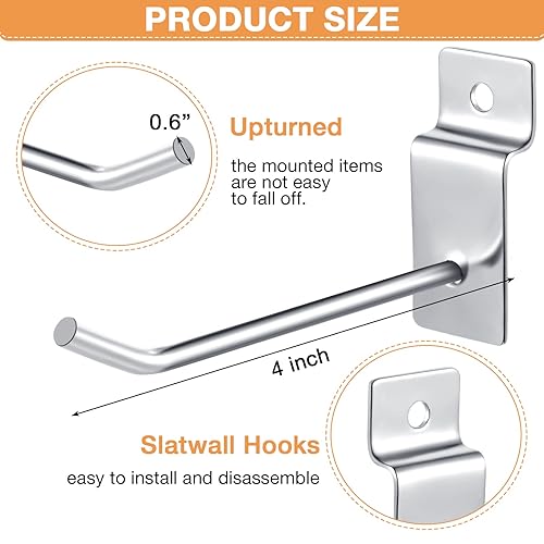 Moxweyeni 100 Pcs Heavy Duty Slatwall Panel Hooks Hanging Metal