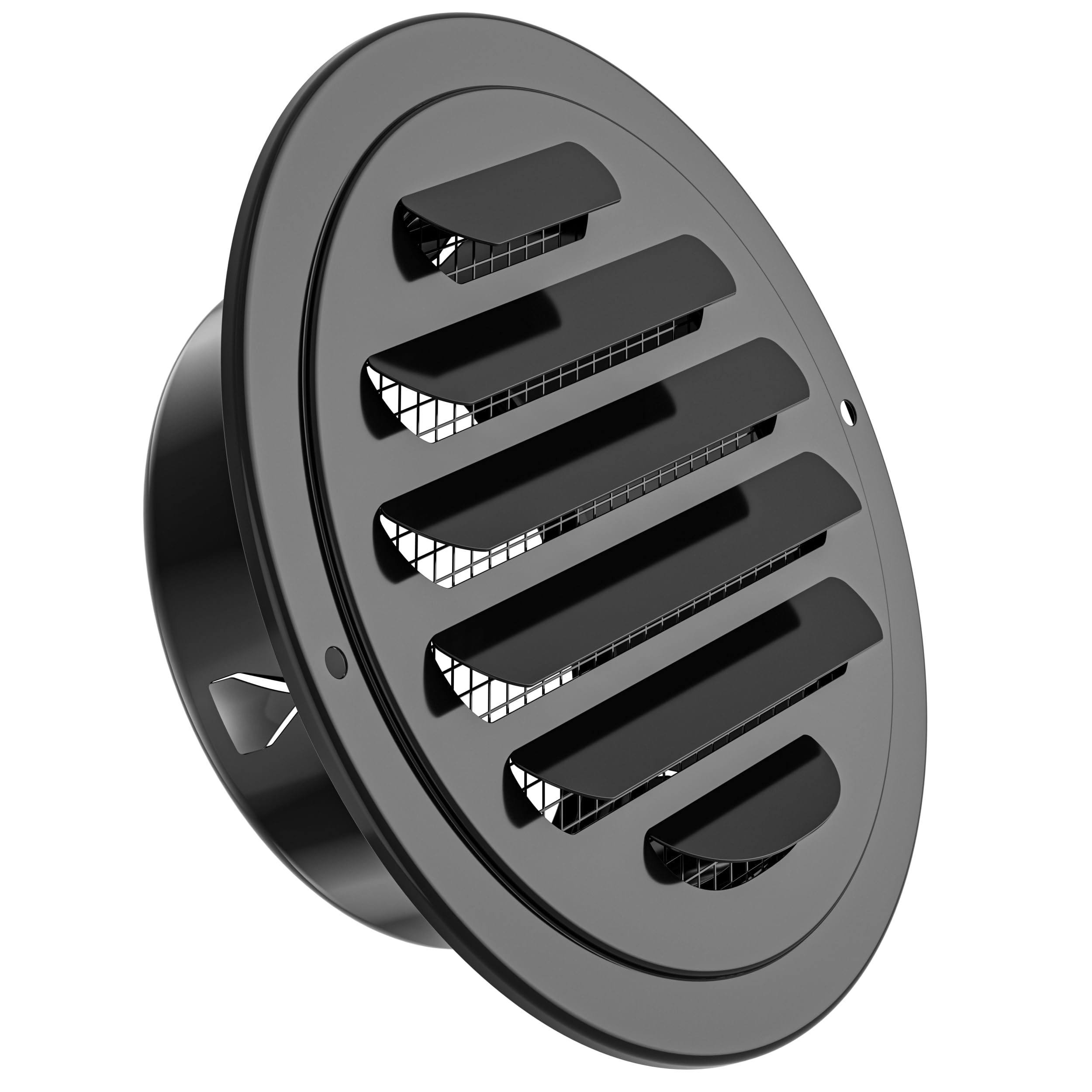 Photo 1 of HG Power Stainless Steel Soffit Vents 4 Inch, Black Round Vent Cover with Screen Mesh, Louver Soffit Exhaust Vent for Wall Garage, Kitchen, Attic & House Ventilation, 98mm Diameter