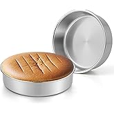 Leonyo 8 Inch Round Cake Pans 2 Pack, Stainless Steel 8Inch Round Cake Pans Tins Set for Baking, Metal Circle Layer Tin for Birthday Wedding Party, Dishwasher Oven Safe