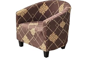 CRFATOP Soft Club Chair Slipcover Stretch Barrel Chair Covers Printed Tub Chair Slipcovers Round Couch Covers Spandex Armchair Sofa Cover Removable Furniture Protector for Living Room,C07