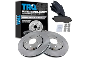 TRQ Front Brake Pad & Rotor Kit Brake Pads Brake Rotor Ceramic Compatible with 2008-2016 Chrysler Town & Country Dodge Grand Caravan 2009-2013 Journey 2012-2015 Ram C/V 2009-2014 Volkswagen Routan