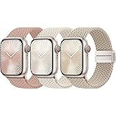 Braided Stretchy Bands Compatible with Apple Watch Bands 40mm 44mm 38mm 41mm 42mm 45mm 46mm 49mm Women Men, Soft Nylon Sport Strap with Magnetic Clasp for iWatch Series 11 10 9 8 SE 7 6 5 4 3 2 Ultra