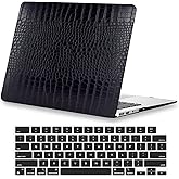 KEROM Compatible with MacBook Pro 14 Inch Case 2025-2021 M5 M4 M3 M2 M1 Chip A3434 A3112 A3185 A3401 A2918 A2992 A2779 A2442, Crocodile Aligator Skin PU Leather Hardshell & Keyboard Cover, Black