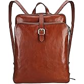 Banuce Full Grain Italian Leather Backpack Purse for Women Convertible 14 Inch Laptop Backpack for Work Travel Backpack with Luggage Strap Adjustable Strap Red Brown