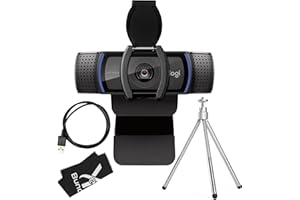 Logitech C920e Webcam - HD Computer Web Camera with Microphone, Cable & Privacy Cover - Logitech Webcam 1080p for Gaming, Video Calls & Streaming - USB Camera Bundle with Tripod & Cloth by Y&R Bundles