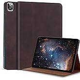 Gexmil Genuine Leather Case for iPad Pro 11 Inch (M5/M4) 2025/2024 with Adjustable Stand,Protective Shockproof Premium Leather Smart Folio Cover Auto Sleep/Wake Anti-Slip, Sanded Brown