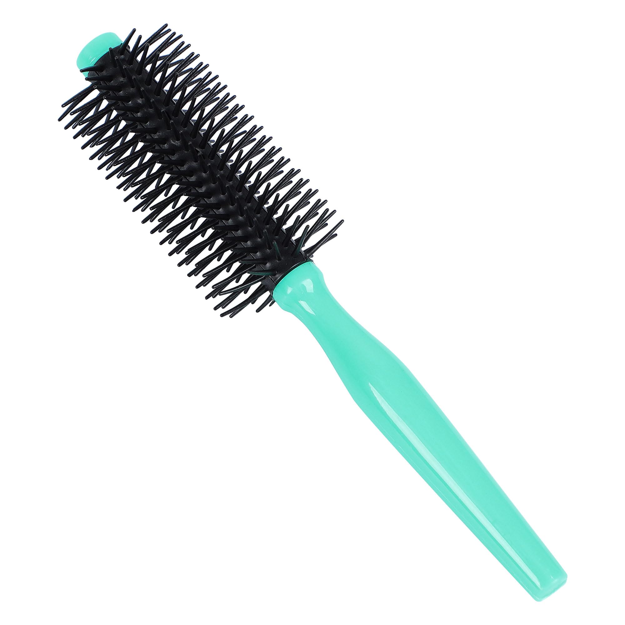 Uxcell Professional Styling Round Brush, Wet Detangling Teezer Brush, Salon Plastic Curling Bristle Handle, Wavy Hairstyle Comb, 1 Pack (Black, Green) for Women, Men, All Hair Types