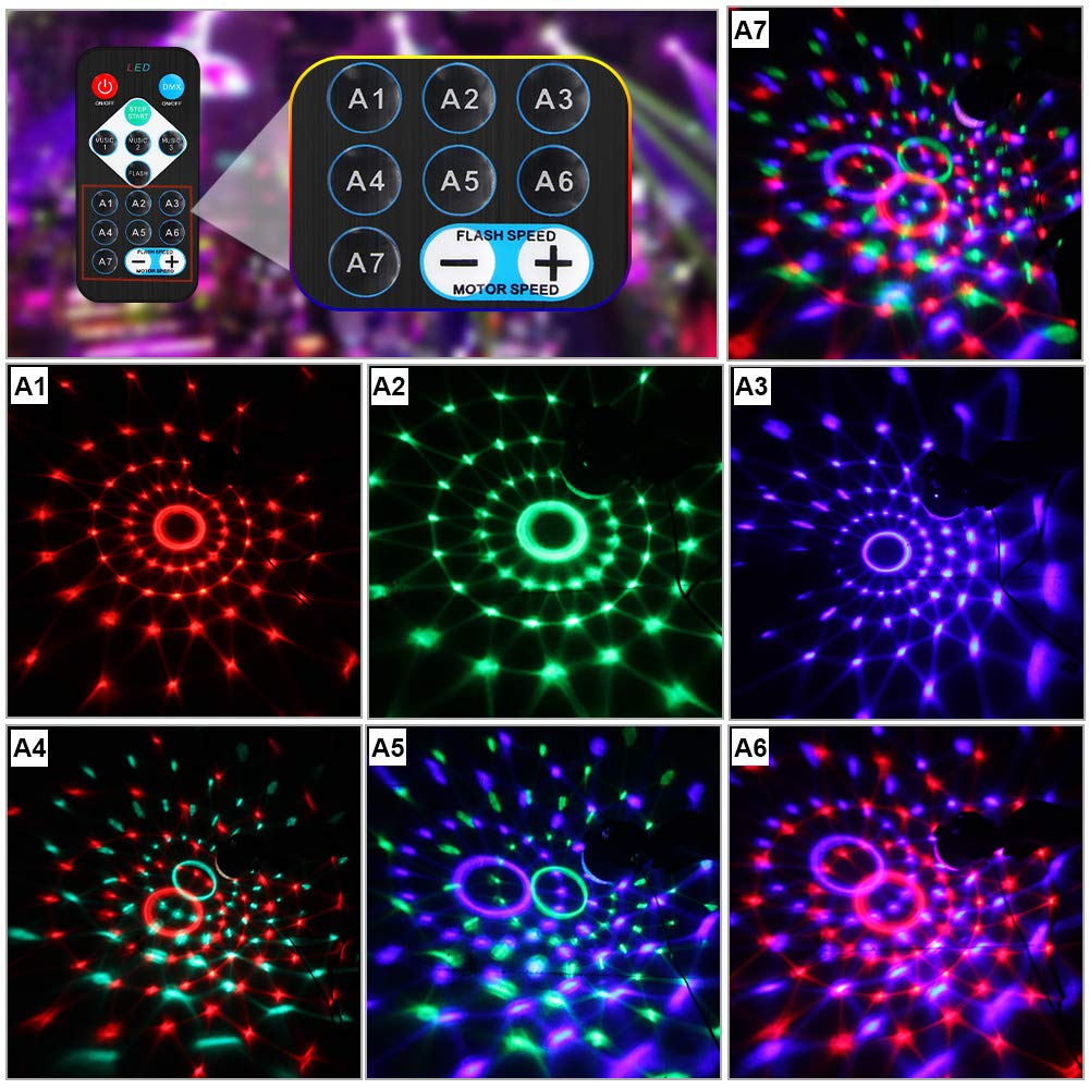 Party Lights Sound Activated Disco Ball with Remote Control 9 Colors Disco Lights DJ Lights Wireless Phone Connection LED Stage Light for Kids Bedroom Wedding Party Birthday Christmas