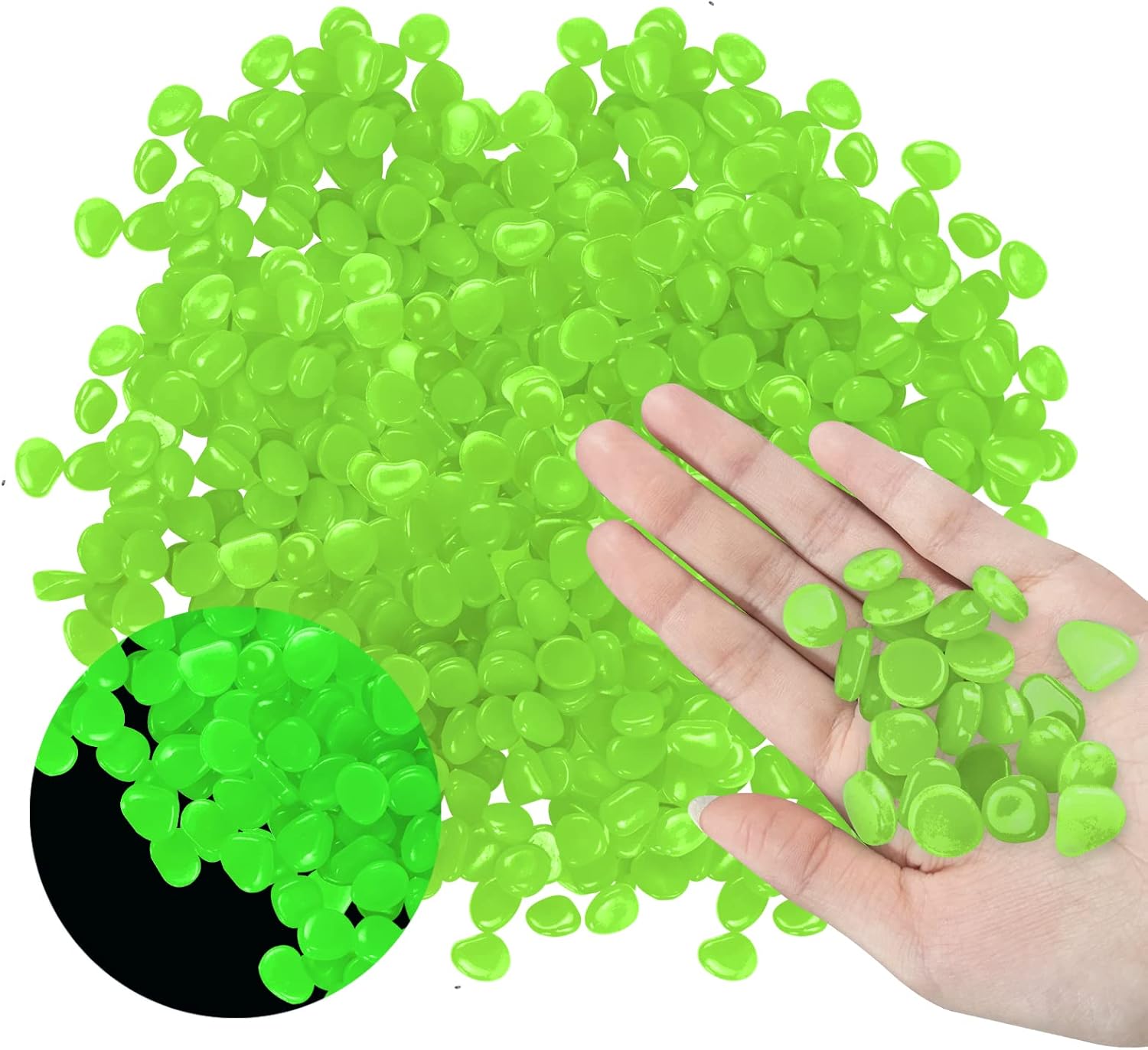 Hardscaping Materials - 1000Pcs Glow in The Dark Rocks, Luminous Pebbles Glow Stones for Outdoor Decor, Garden, Aquarium, Walkway, Fish Tank, Glow Stones Rocks 0.3”- 0.4” (0.3-0.4, Green, 1000)