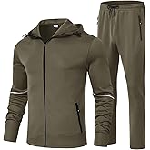 BGOWATU Men's Tracksuits Set Full Zip Jacket Hoodie Sweatsuit Running Sport Pants Outfits for Men with Zipper Pockets