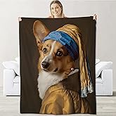 Corgi Lovers Blanket, Flannel Corgi Art Throw for Sofa, Couch, Bed - Soft, Warm, Cozy - 60" x 50"