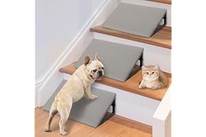 LitaiL Dog Ramps for Stair - Pet Steps Stairs for Staircase with Anti-Slip Bottom Suitable for Small Cats, 3 Packs Extra Wide Metal Frame Dog Ramps for Injured and Older Pets (Grey)