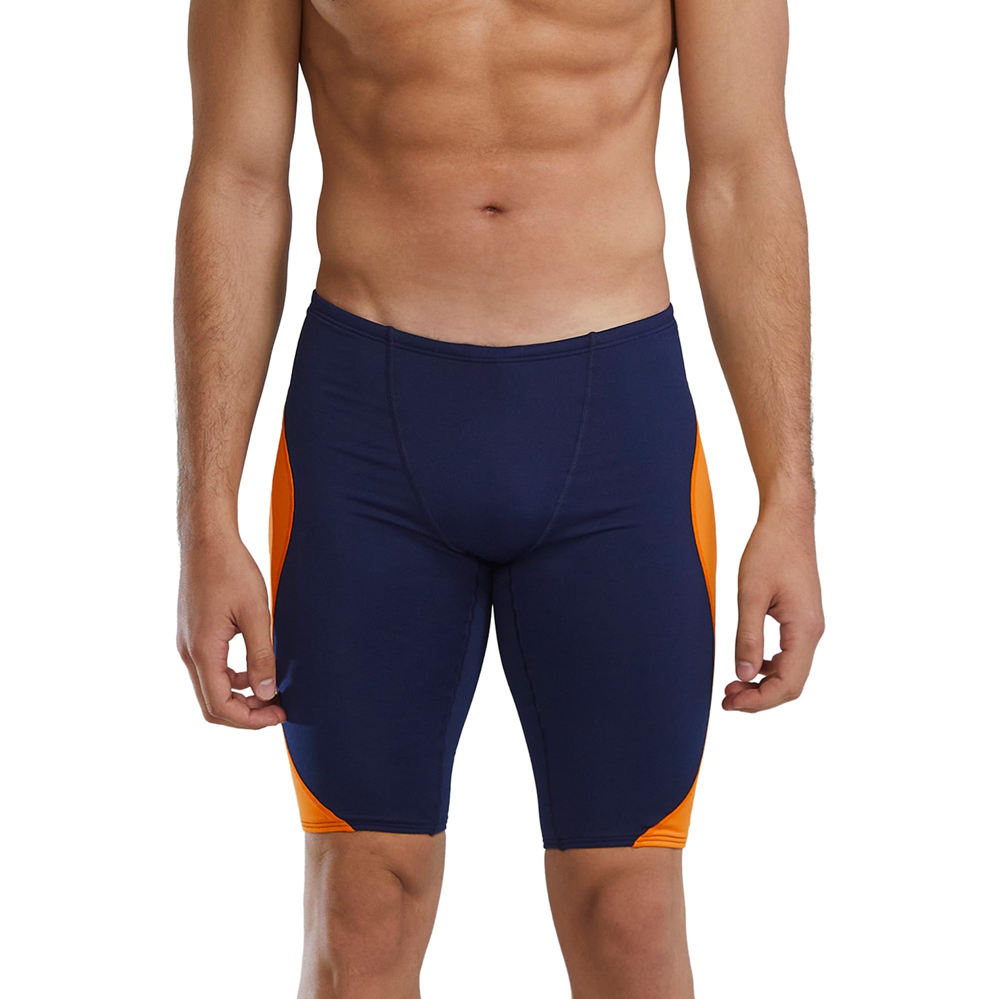 TYR – Men’s Vanguard Splice Durafast Elite Jammer, Navy/Orange, 38