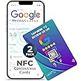 Google Review NFC & QR Tap Card by Capture 360, NFC Instant Review card, All Phones Compatible, Friendly Dashboard, Live Analytics, Reusable Card, Boost Business Feedback (Blue, 2-Pack Google Cards)