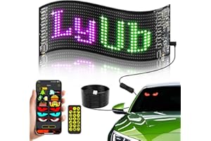 MIMIRGB Car LED Sign DIY Programmable Scrolling LED Display 7"x3" USB 5V Matrix Panel, Bluetooth App Control, Custom Text & Animation Light Signs for Store Car Hotel Event Festival