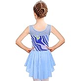 Zaclotre Kid Girls Sparkly Dance Leotard with Skirt Hi-Low Shiny Ballet Dance Dresses