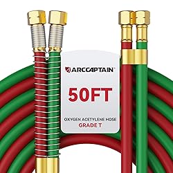 ARCCAPTAIN Oxygen Acetylene Hose, 1/4" x 50 FT with