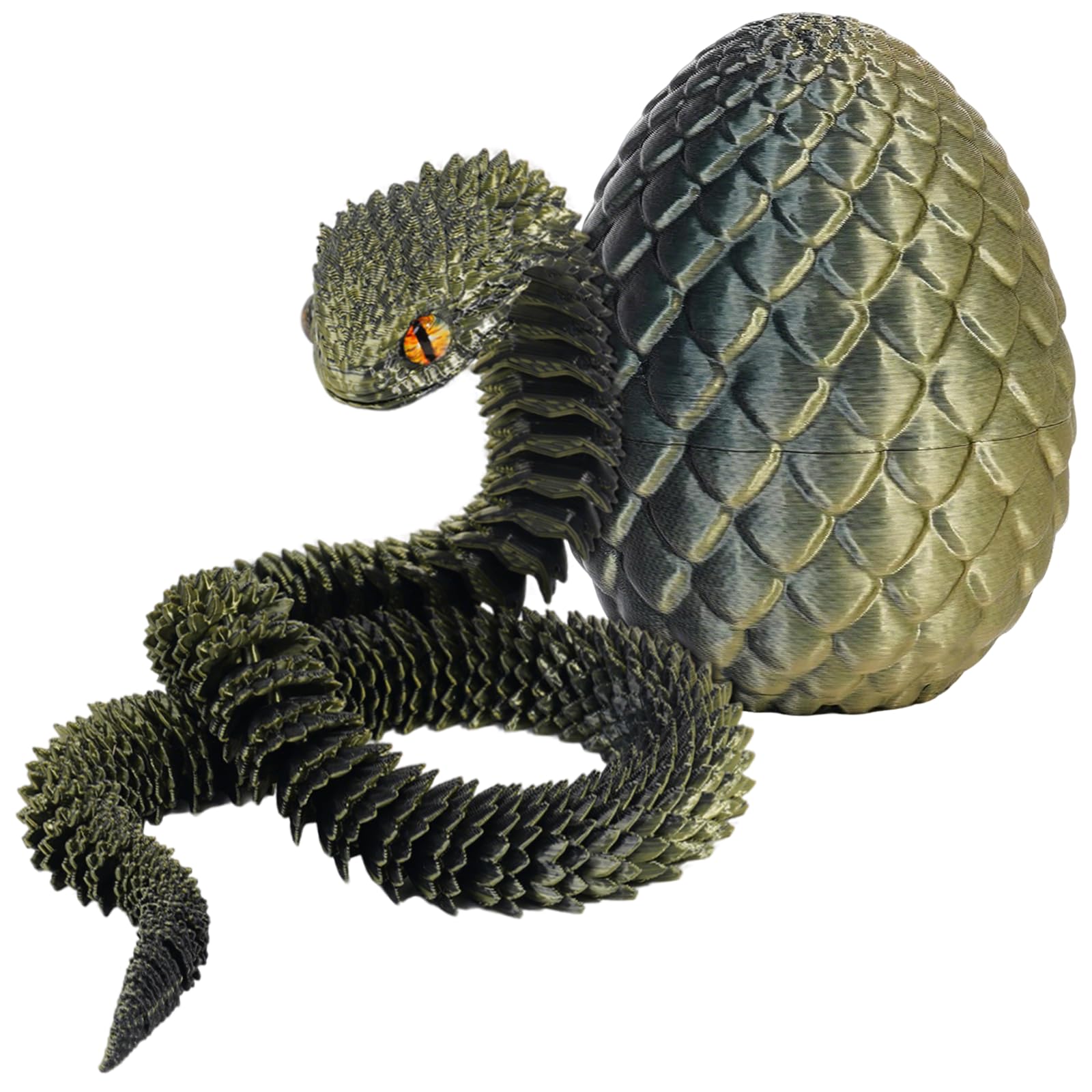 3D Printed Snake Fidget Toy with Snake Egg Flexible Articulated Animal with Moving Joints Mobility Stress Relief Toy for Adults and Kids Autism ADHD Desk Decoration Office Home Decor
