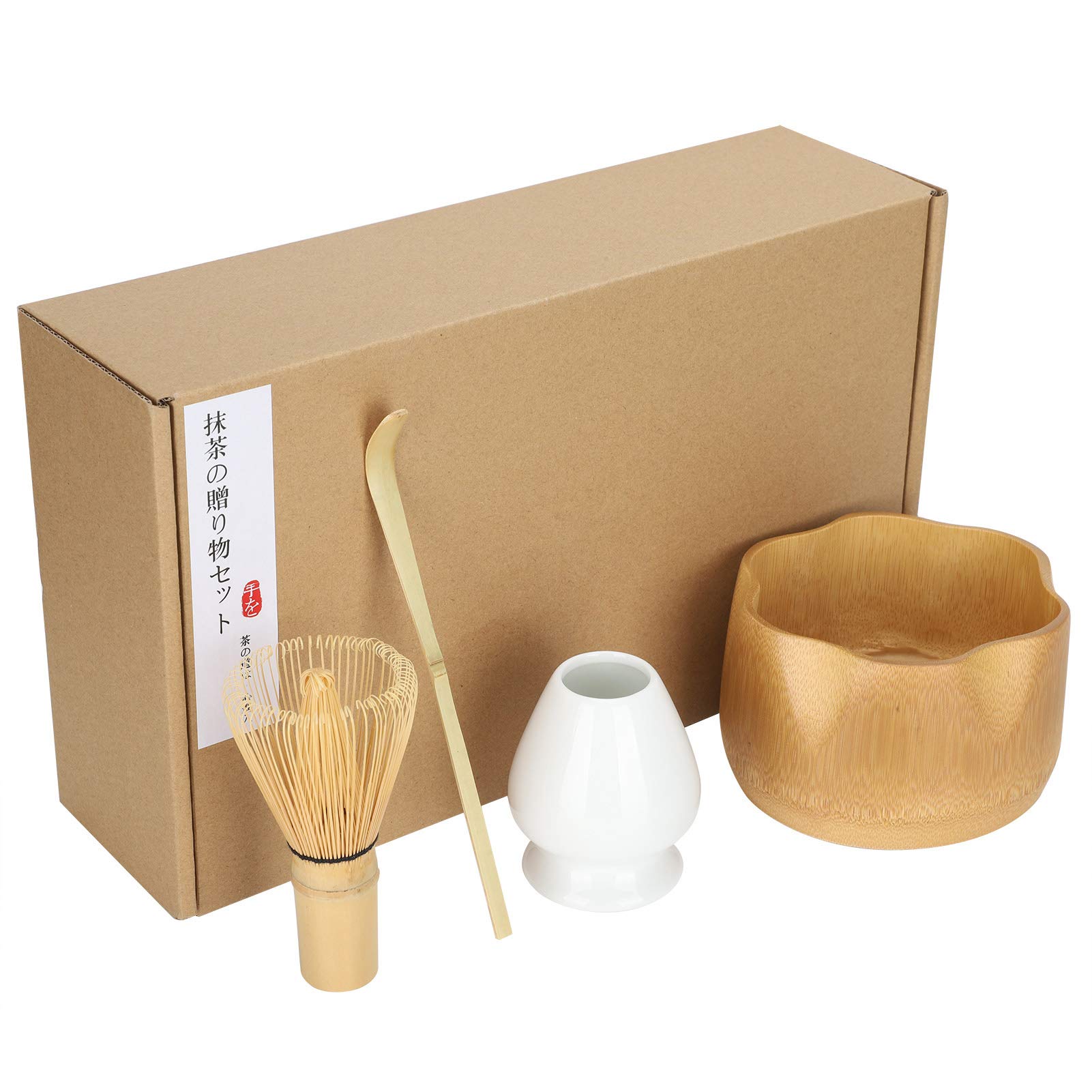 Asixxsix Japanese Machata Tea Kit, Matcha Whisk Set Matcha Accessories Kit Including Tea Whisk Tea Whisk Holder Tea Scoop and Tea Bowl