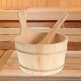 HEALLILY Traditional Wooden Sauna Bucket and Ladle Set White Pine view 9