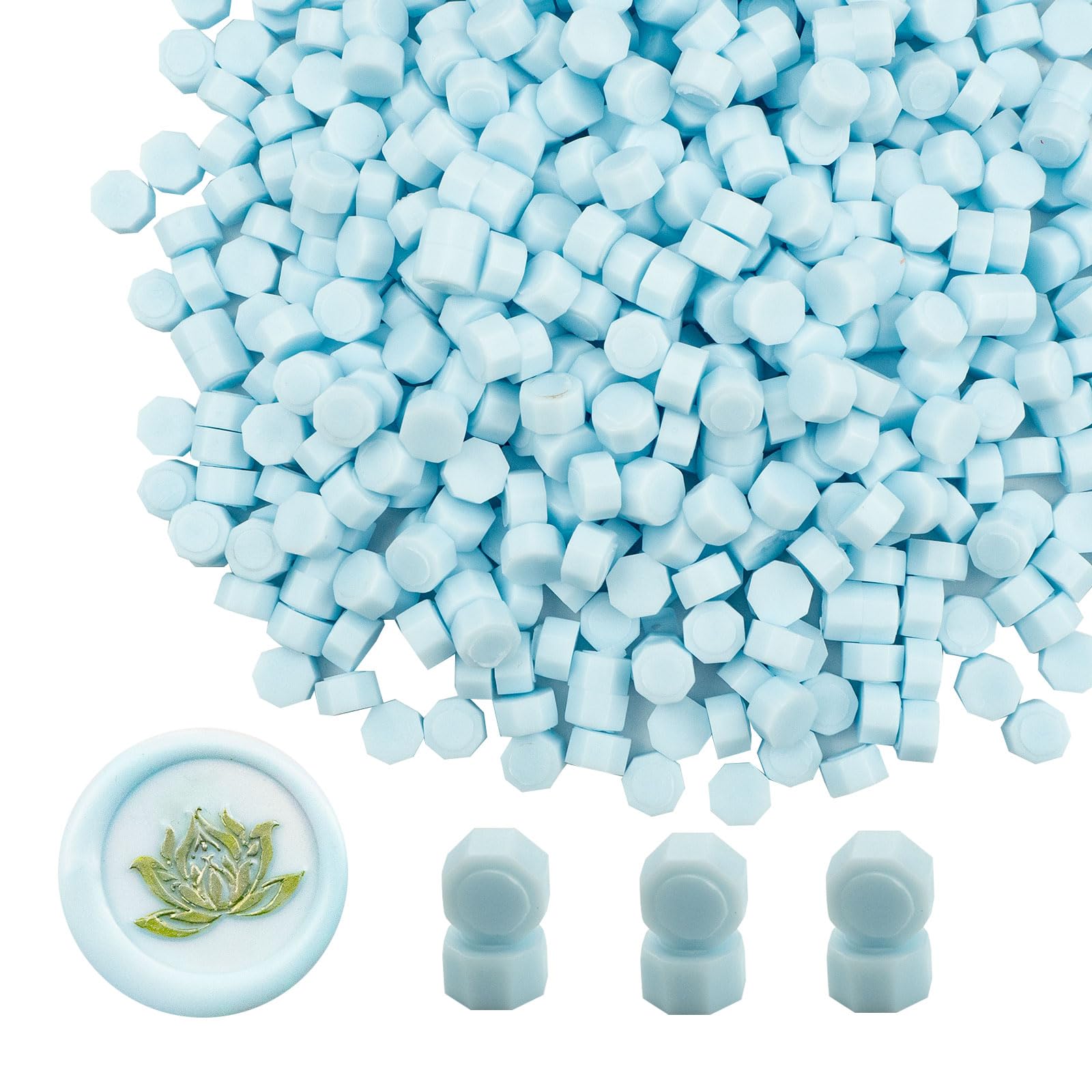 Ioggtser 500 PCS Octagon Sealing Wax Beads for Wax Seal Stamp, Wedding and Party Invitations (Glacier Blue)