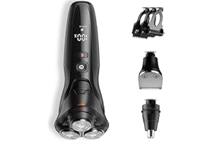 Rategist 3-in-1 Electric Razor for Men, Rechargeable Beard Shaver with Nose Trimmer, Metallic Gray