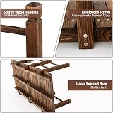 TANGZON 1.5M Wooden Garden Bridge with Safety Railings, Brown view 5
