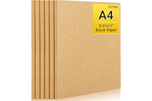EUSOAR Notebook Journal, 6 Packs Large A4 8.5" x 11" 40 Sheets/ 80 Pages, 100gsm Thick Paper Kraft Blank Journal Notebook, Sk