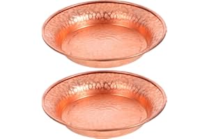 CORHAD 2pcs Copper Decorative Bowl: Hammered Finish Pure Copper Bowl Serving Nuts Plate Salad Fruits Dish Tibetan Offering Pl