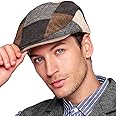 Herringbone Flat Ivy Newsboy Cap for Men Classic Wool Blend Tweed Cabbie Hat