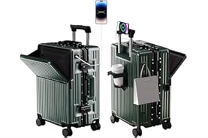 AIWEINY Zipperless Luggage, Polycarbonate Aluminum Hard Shell, Expandable Carry-On Suitcase with Spinner Wheels, Hard Shell Suitcase, 20 Inch Cabin