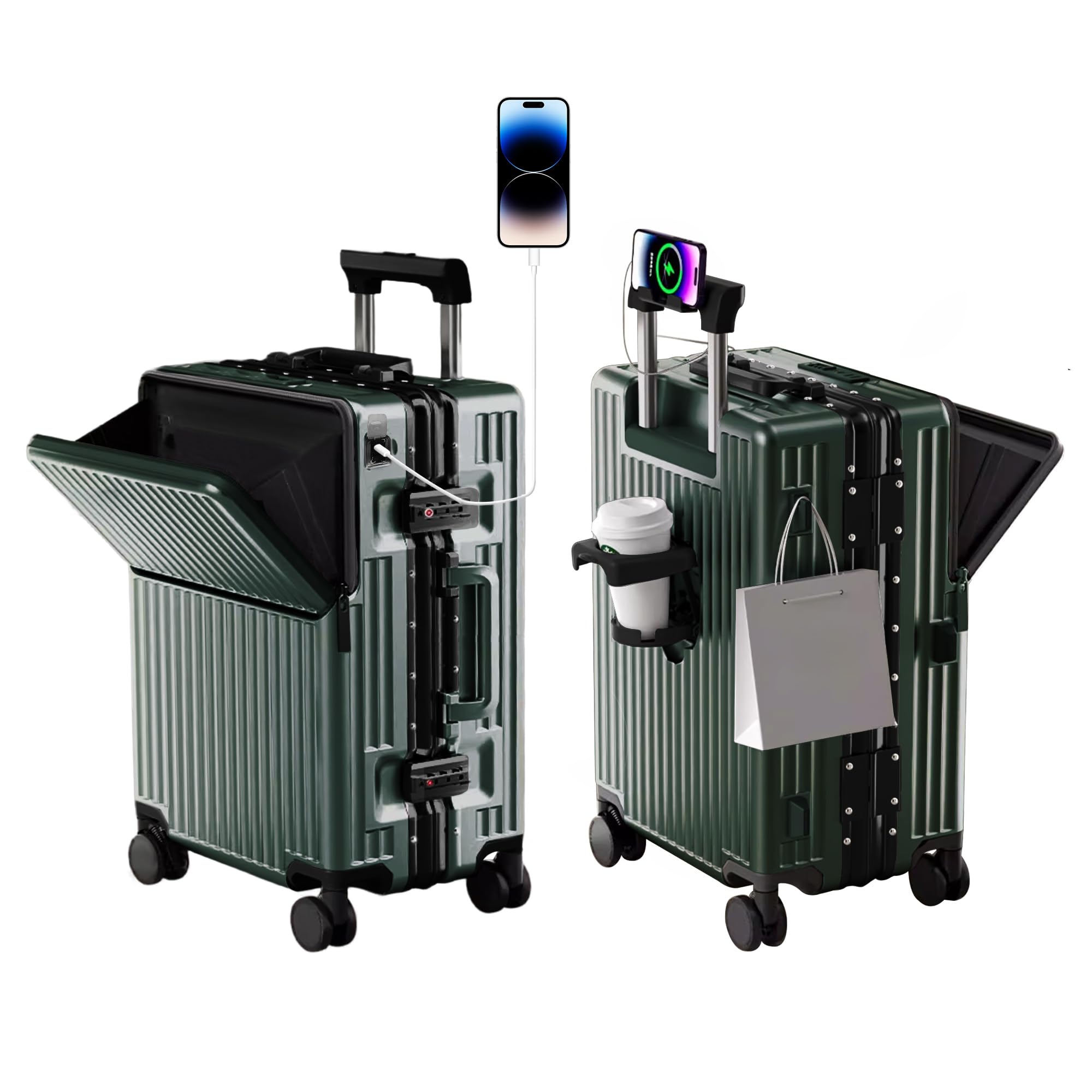 AIWEINY Zipperless Luggage, Polycarbonate Aluminum