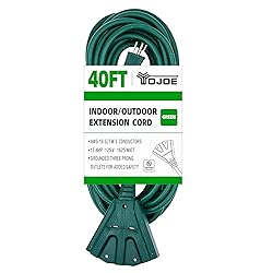 YOJOE 40 Foot Green Outdoor Extension Cord with 3