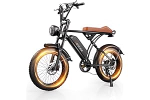 Movcan V60/V60 Pro Electric Bike, 48V 15.6/18.2Ah Removable Battery 20” Fat Tire Electric Bike, 1000/1500W Motor 30/33MPH Top Speed Electric Motorcycle, 7 Speed Dual Disc/Hydraulic Brake E Bikes