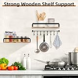 Uten Floating Shelves Wall Mounted 16.5in Wood Set with 8 Hooks Towel Bar view 7