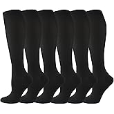 6 Pairs Compression Socks for Women and Men Circulation, 20-30 mmhg Support for Athletic Running, Hiking, Nurse, Recovery