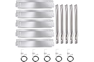 Criditpid Grill Replacement Parts for Nexgrill 5 Burner 720-0888 720-0888N, 4 Burner 720-0830H, Members Mark 720-0882D, 5-Pack Grill Burner, Heat Plates and Igniter Kit for 720-0888N Nexgrill Parts