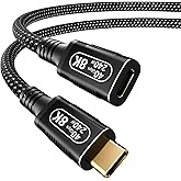 Smoizheff 1M/3.3FT USB-C Male to Female Extension Cable Compact & Tangle-Free, 40Gbps High-Speed and 240W PD, Supports Thunderbolt 4/3/USB4/8K Display, Compatible with M-acBook/Dell/SSD/eGPU