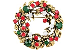 Emibele Christmas Brooch for Women, Christmas Brooch Pins with Sparkling Rhinestone for Xmas Holiday Party Celebration, Exquisite Pin Vintage Holiday Acessories Jewelry Gift for Women