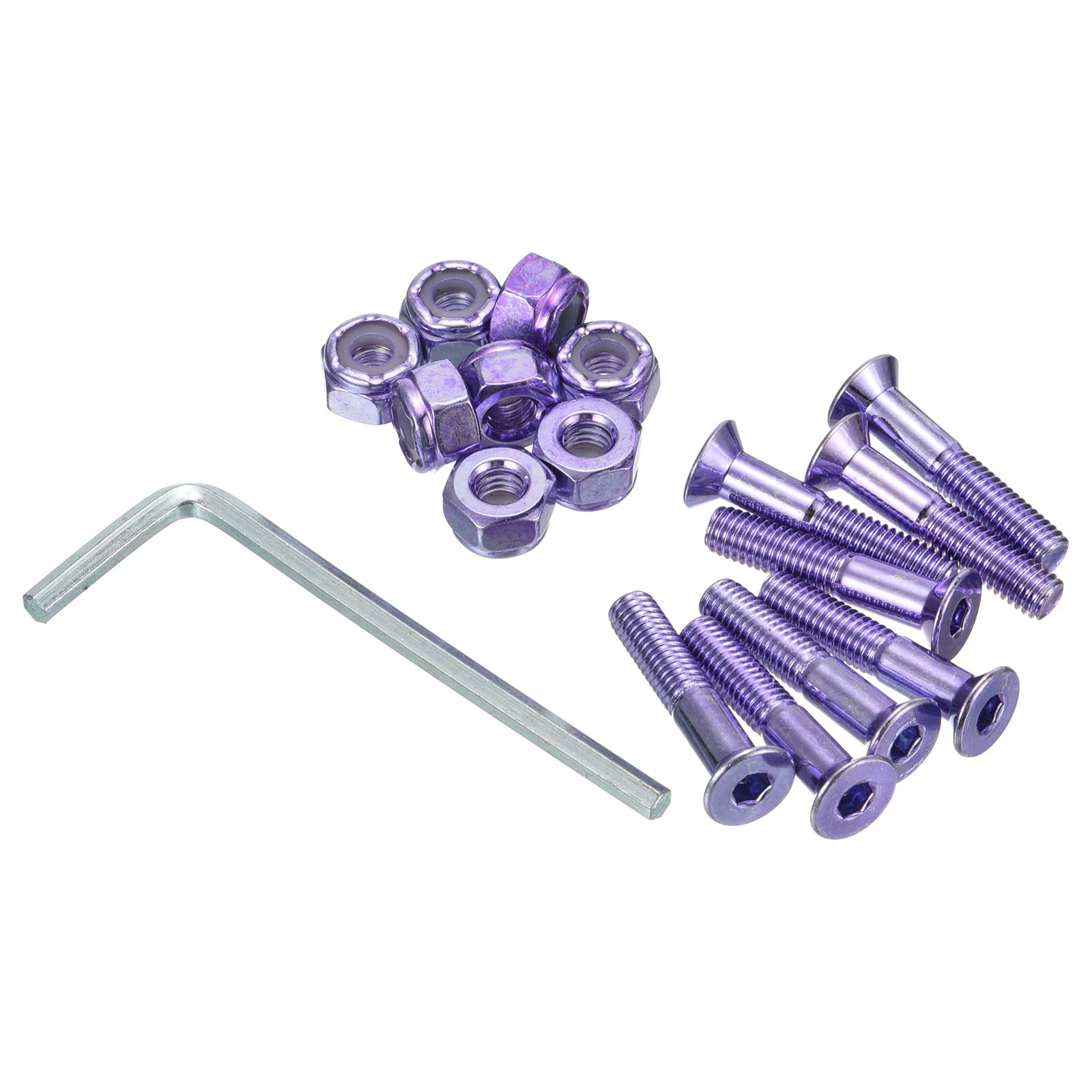 PATIKIL Skateboard Hardware Kit, 1" Mounting Screws Hex Head Bolts Nuts Set with Spanner for Longboard Cruiser, Purple