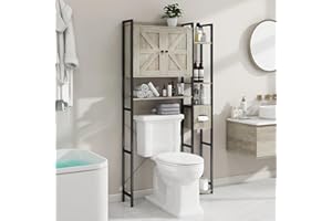 Befrases Over The Toilet Storage Cabinet with 2 Doors Storage Cabinet, Toilet Paper Storage Cabinet with Multi Layer Shelves & Waterproof Feet Pad Suitable for Bathroom, Laundry Room, Small Spaces