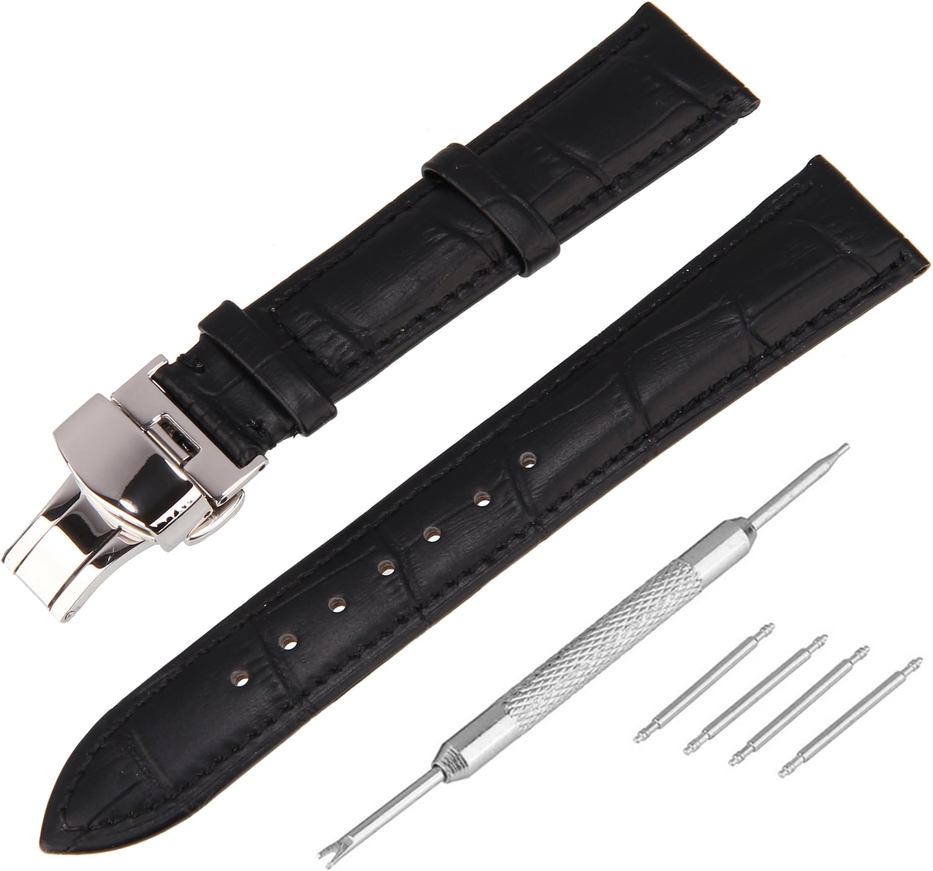 Bewish Leather Watch Strap for Timex Casual Band Replacement with Repair Tools